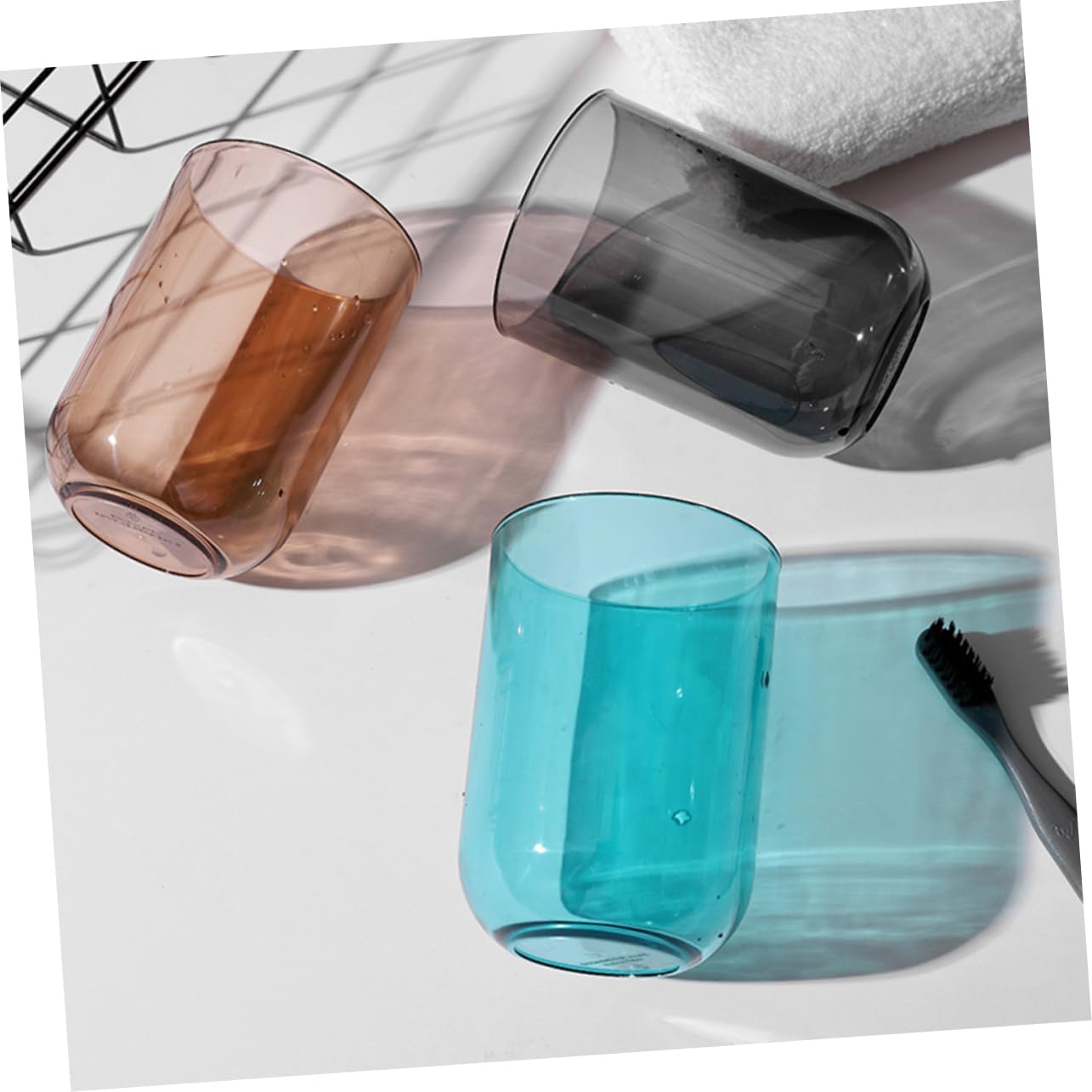 COOLHIYA 2-Piece Transparent Toothbrush Cups Multi-Functional Gargle Mugs for Adults