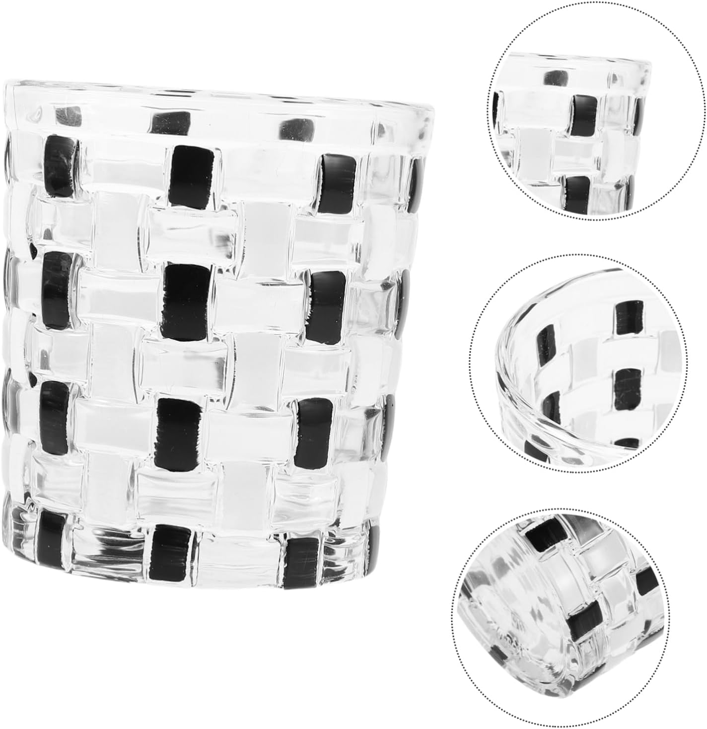 Elegant Checkerboard Glass Toothbrush Holder