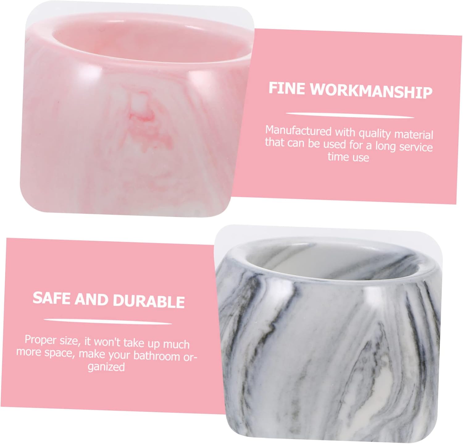 3Pc Marble Ceramic Electric Toothbrush Holder Organizer - Stylish Space Saving Easy to Clean