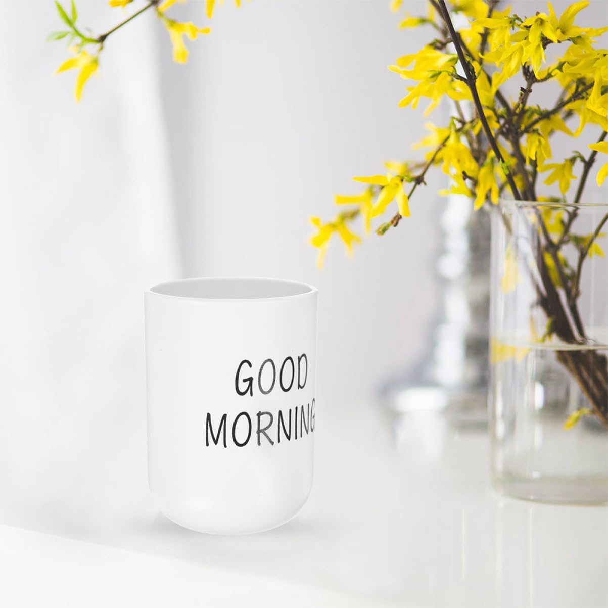 MAGICLULU Sleek White Toothbrush Holder with Frosted Finish