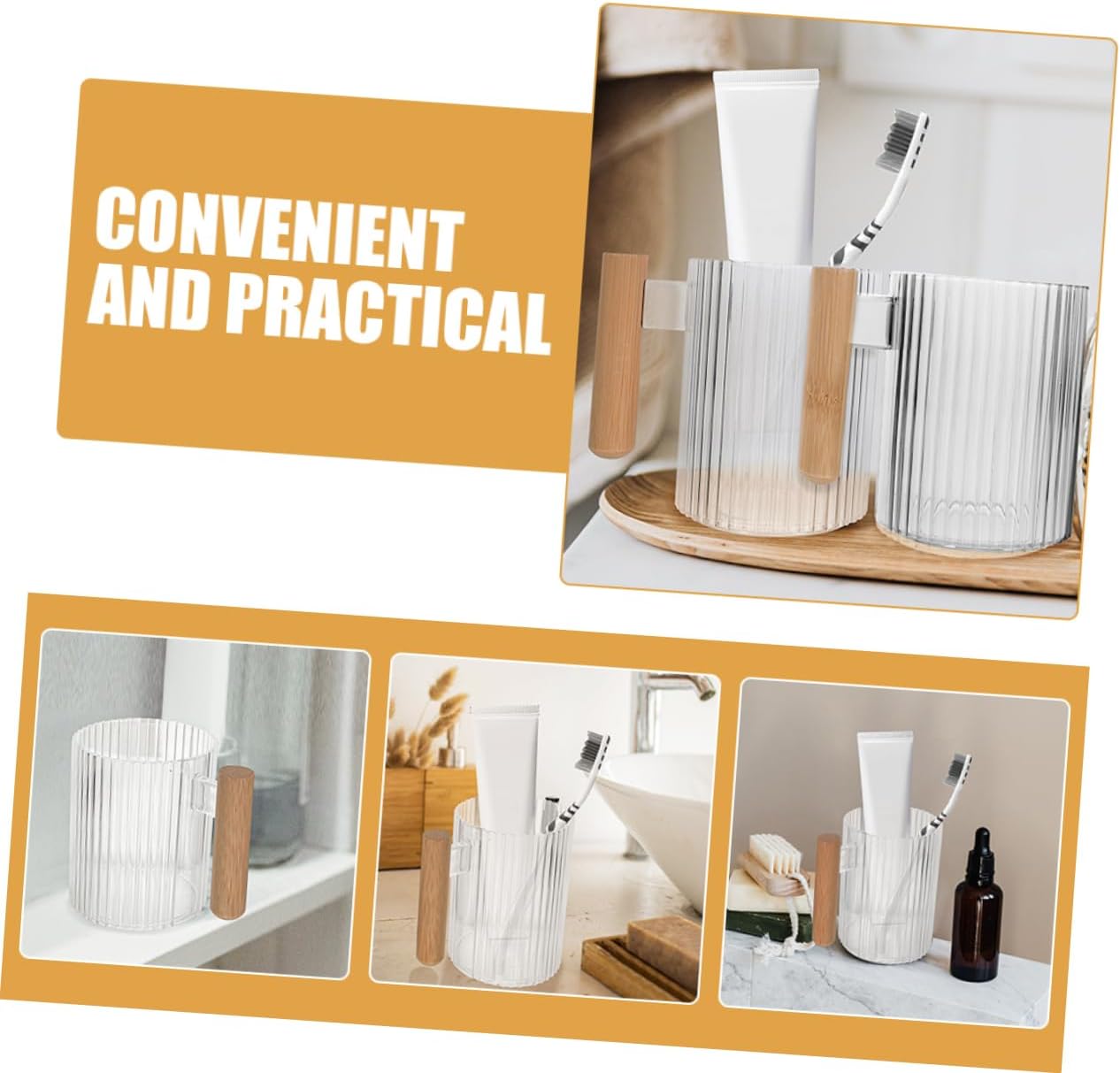 4-Piece Transparent Travel Tumbler Toothbrush Holder