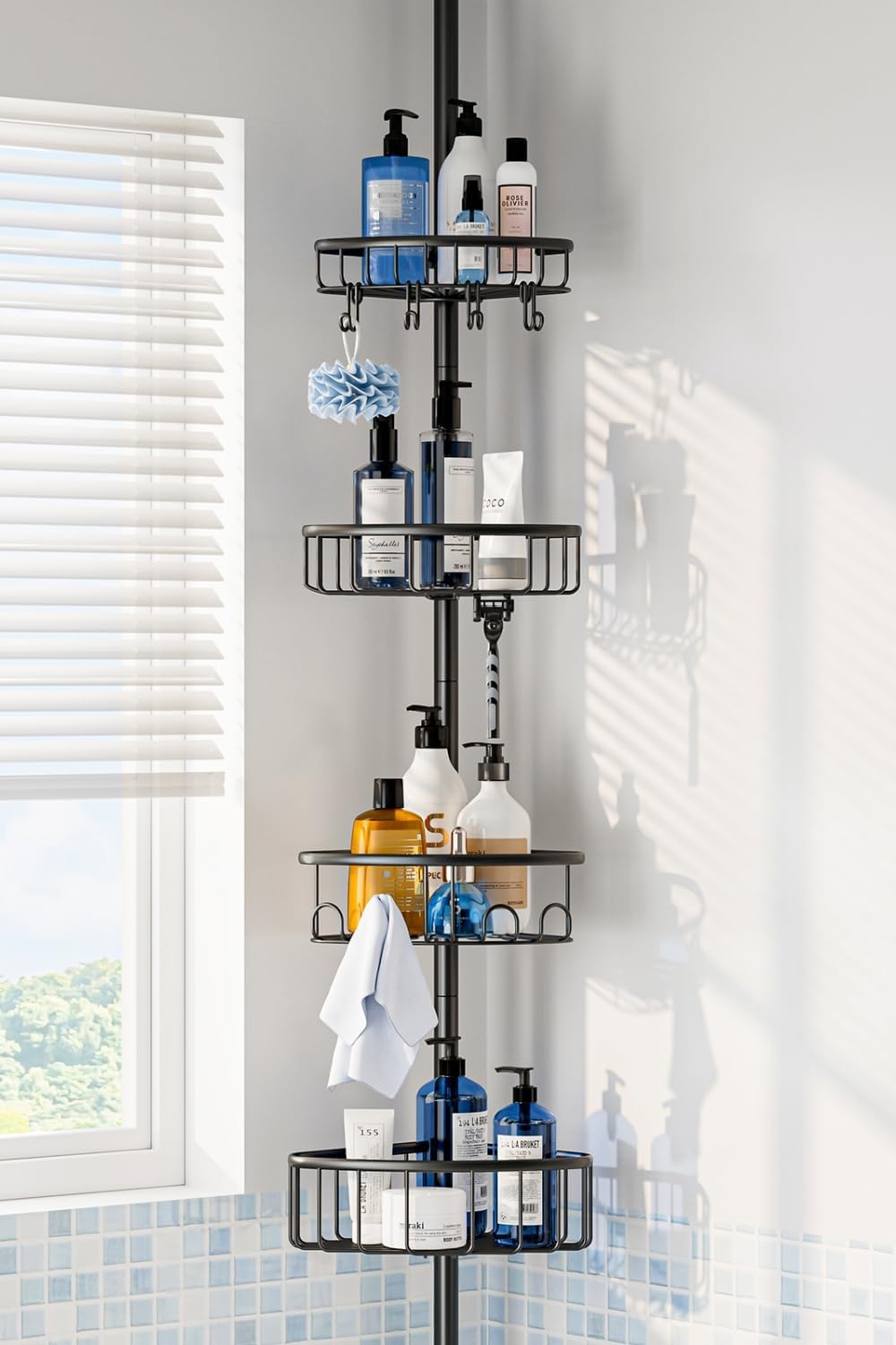 Sturdy 47-121-inch Tension Pole Shower Caddy