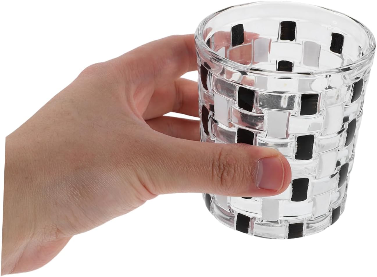 Elegant Checkerboard Glass Toothbrush Holder
