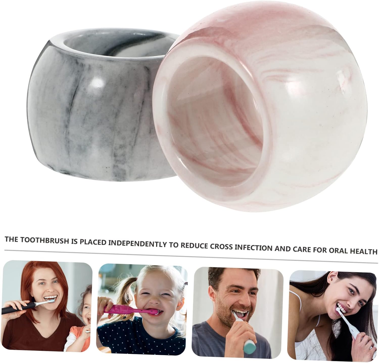 2Pcs Marbling Ceramic Toothbrush Holder Organizer