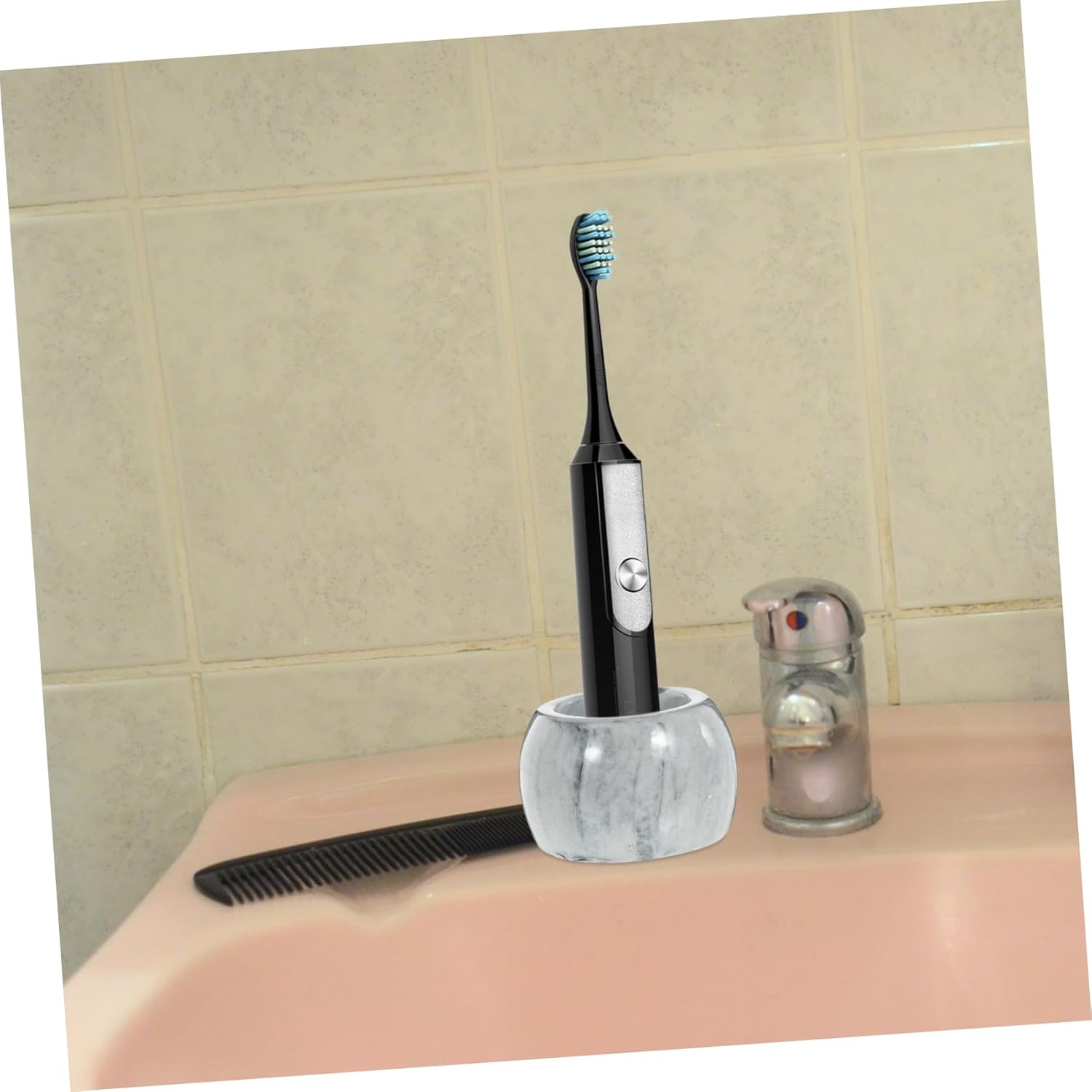ABOOFAN 2Pcs Marble Ceramic Toothbrush Holder for Bathroom Storage