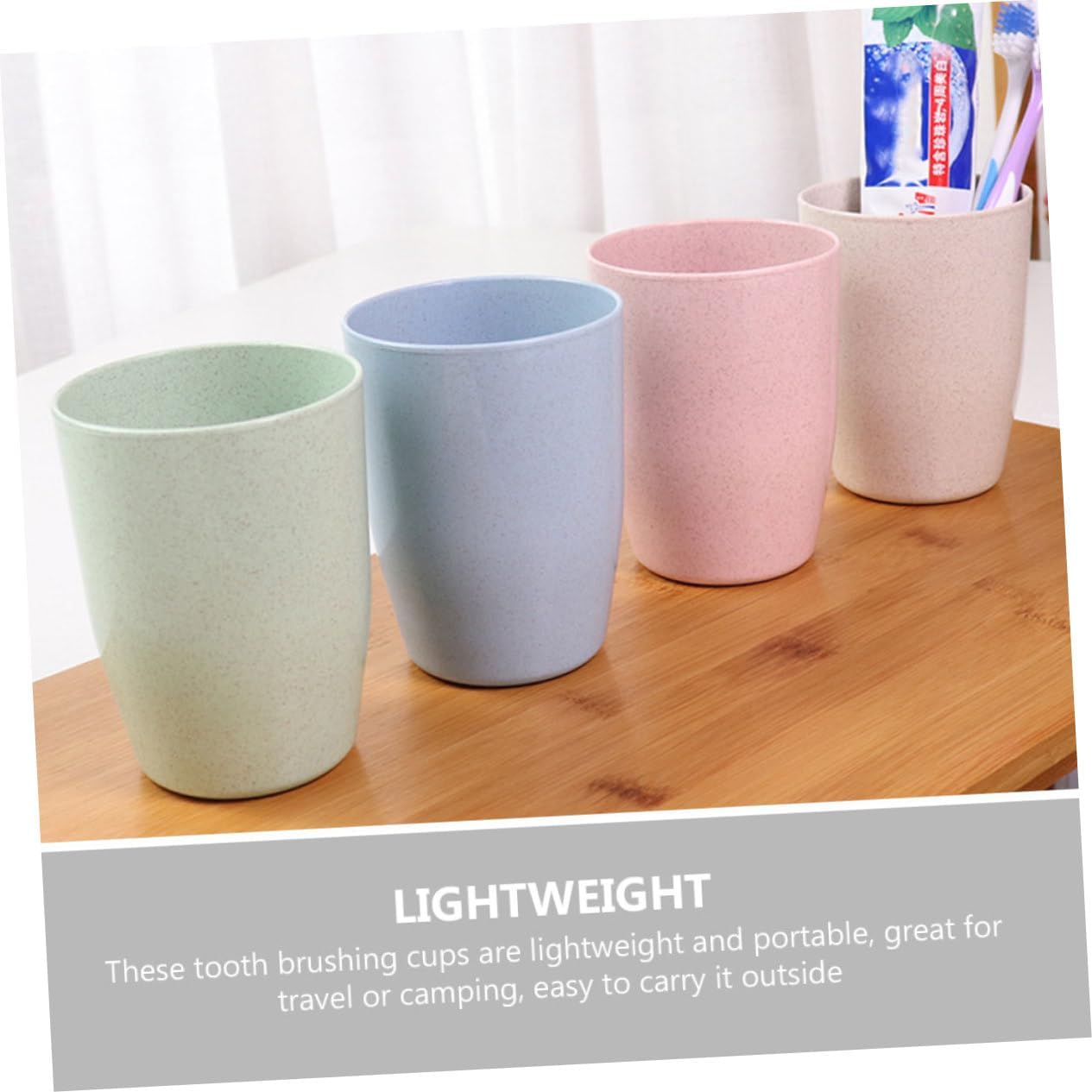 Ciieeo 4-Piece Wheat Straw Cup Toothbrush Holder Set for Travel BATH