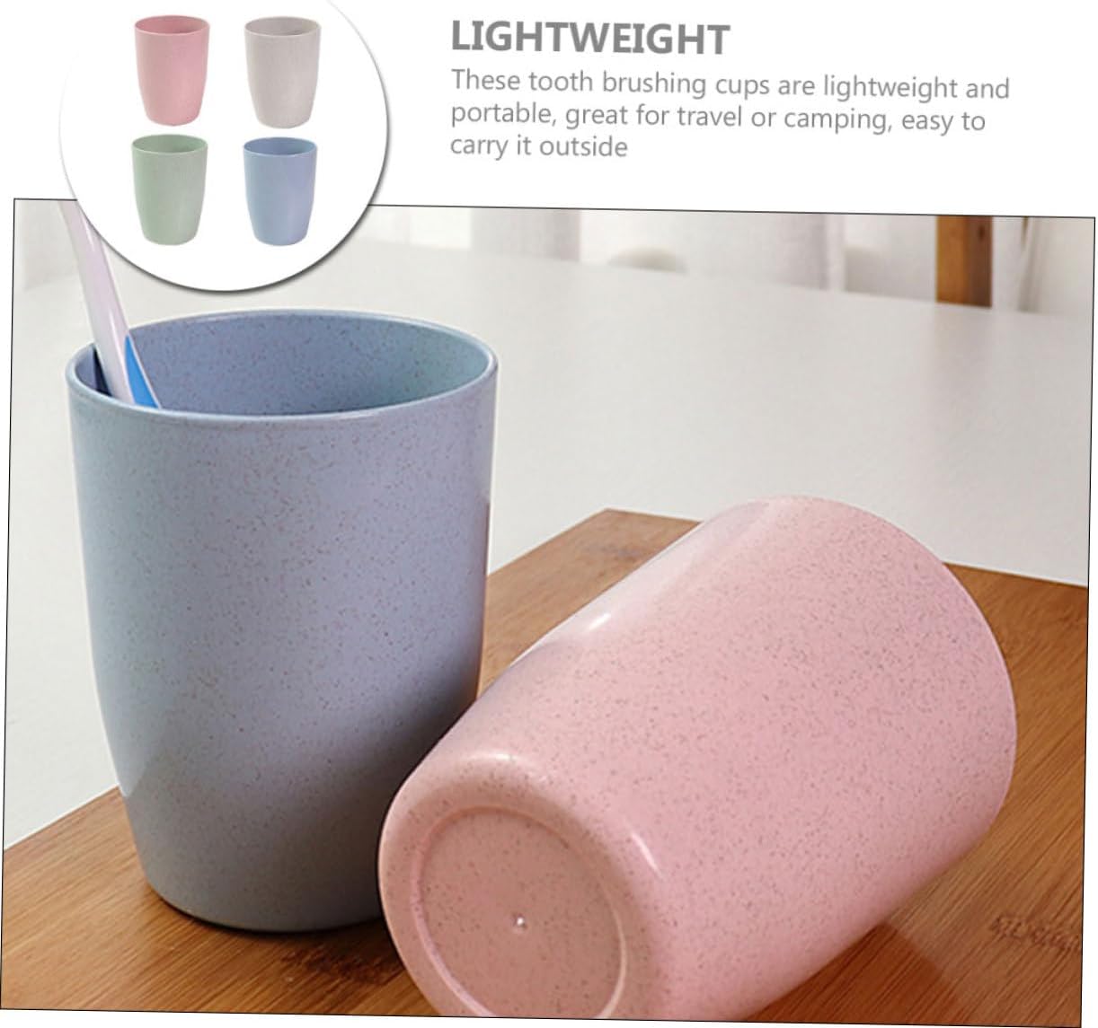 Ciieeo 4-Piece Wheat Straw Cup Toothbrush Holder Set for Travel BATH