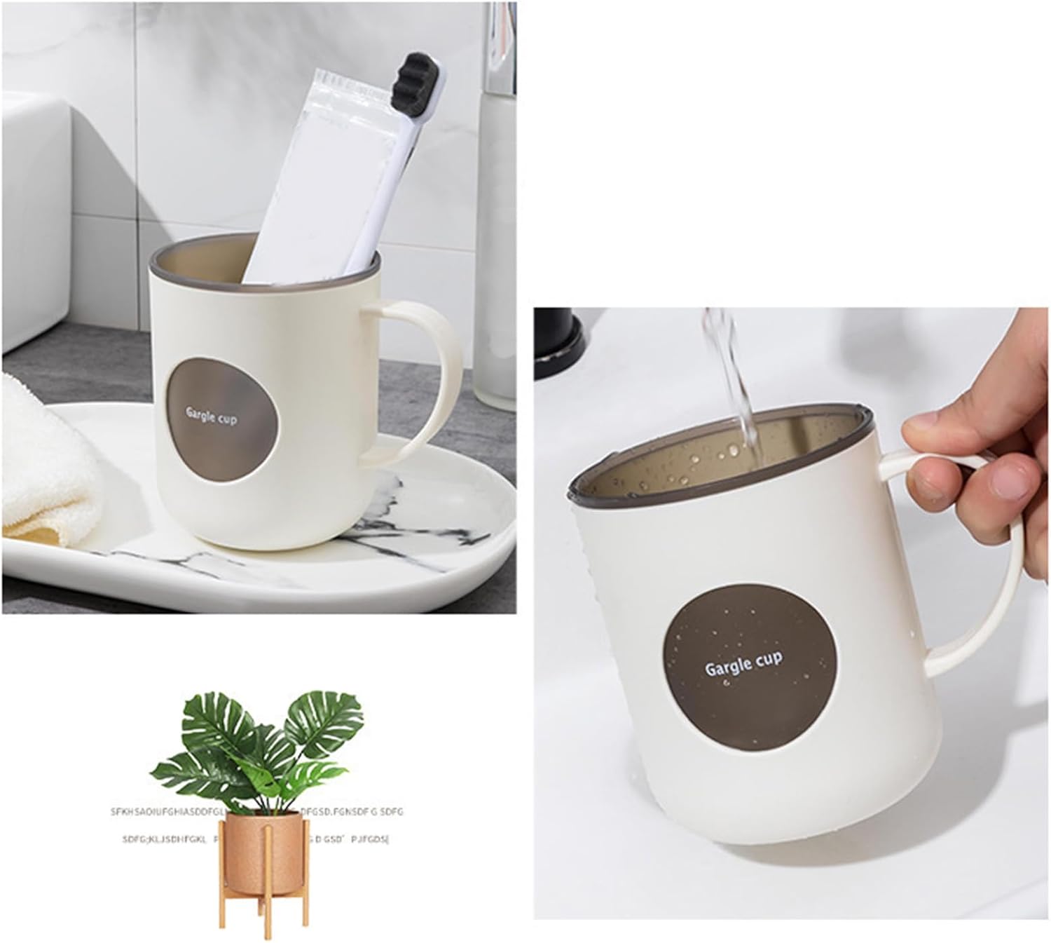 HERCHR Reusable bath tumbler with handle cute toothbrush holder for home