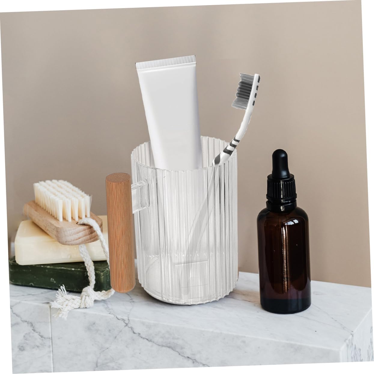 4-Piece Transparent Travel Tumbler Toothbrush Holder