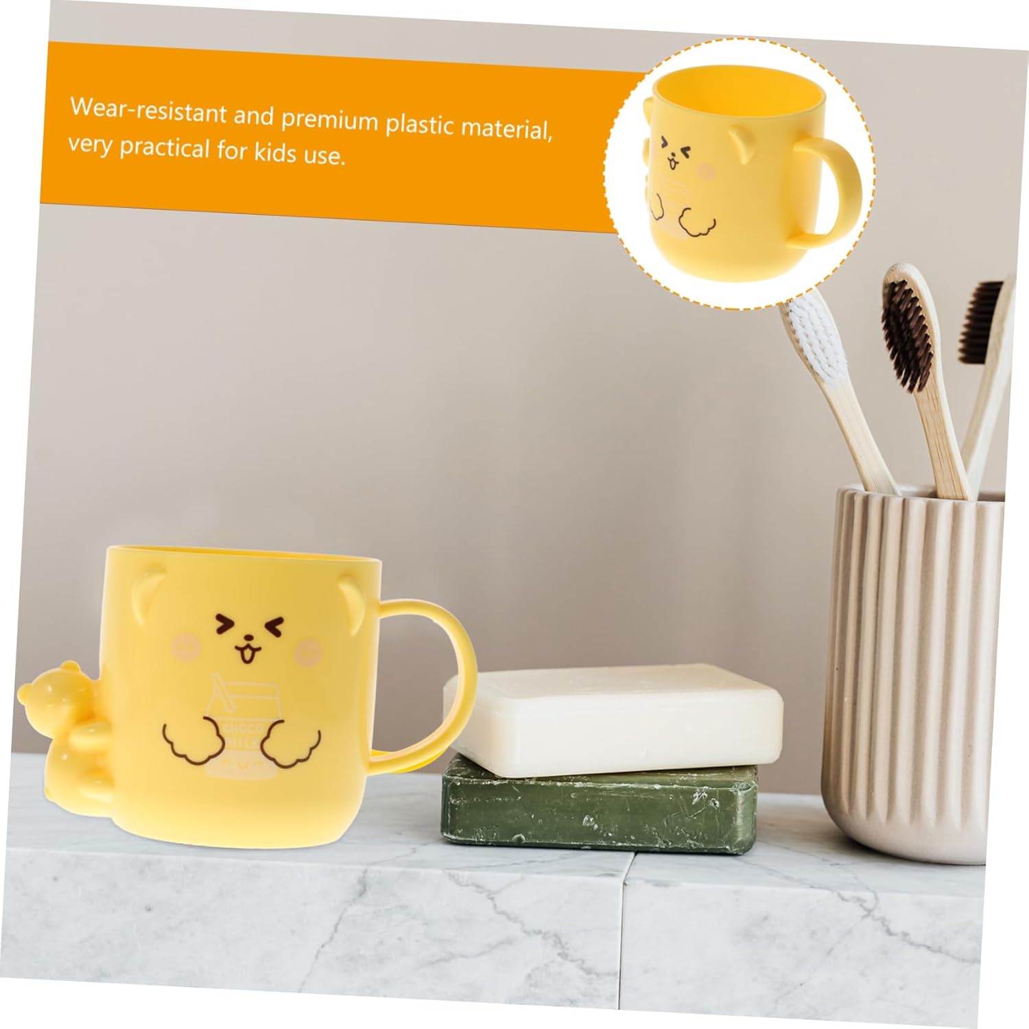 Adorable Bear Toothbrush Cup for Mouthwash 2-Piece Set