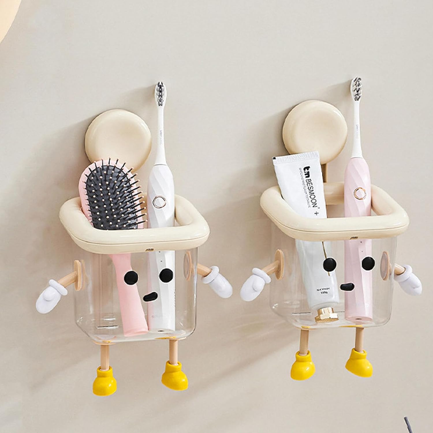 Cute Robot Bathroom Organizer with Suction Cups 2PCS