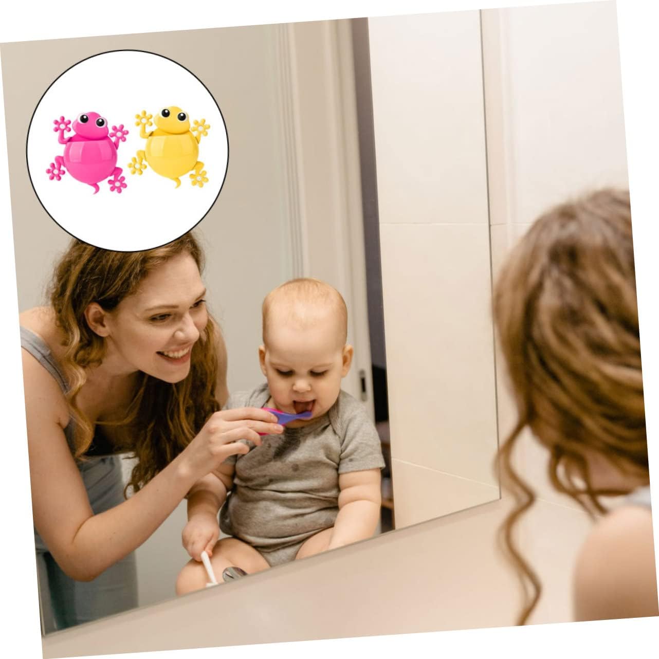 BEBEMOKO Animal Toothbrush Holder Suction Cup Design for Kids in the Bathroom
