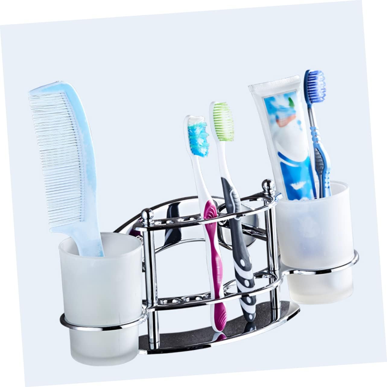 Stainless Steel Wall-Mounted Toothbrush Holder for Bathroom