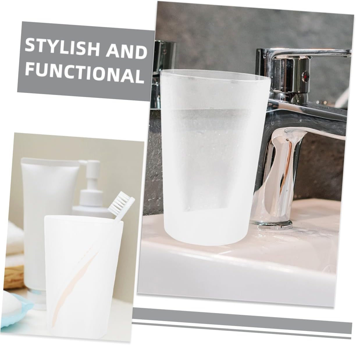 Stylish 12-Pack Reusable Bathroom Cups for Home Travel