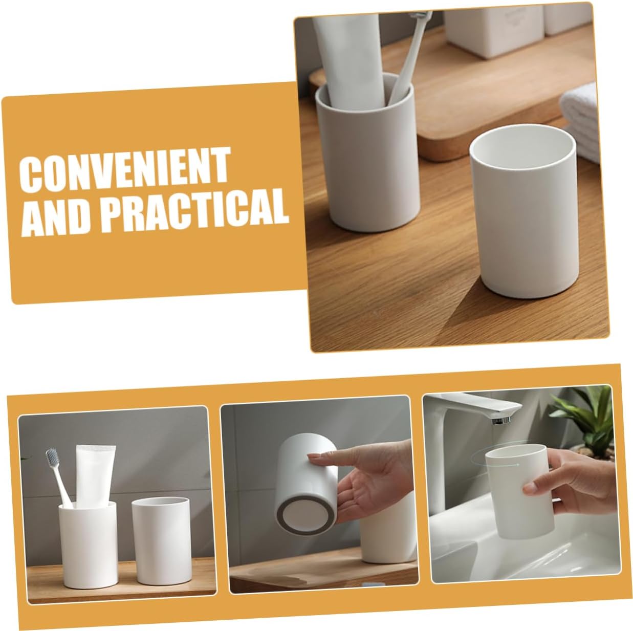 Cabilock Reusable Stylish Bathroom Tumbler Cup Set for Toothbrush Mouthwash