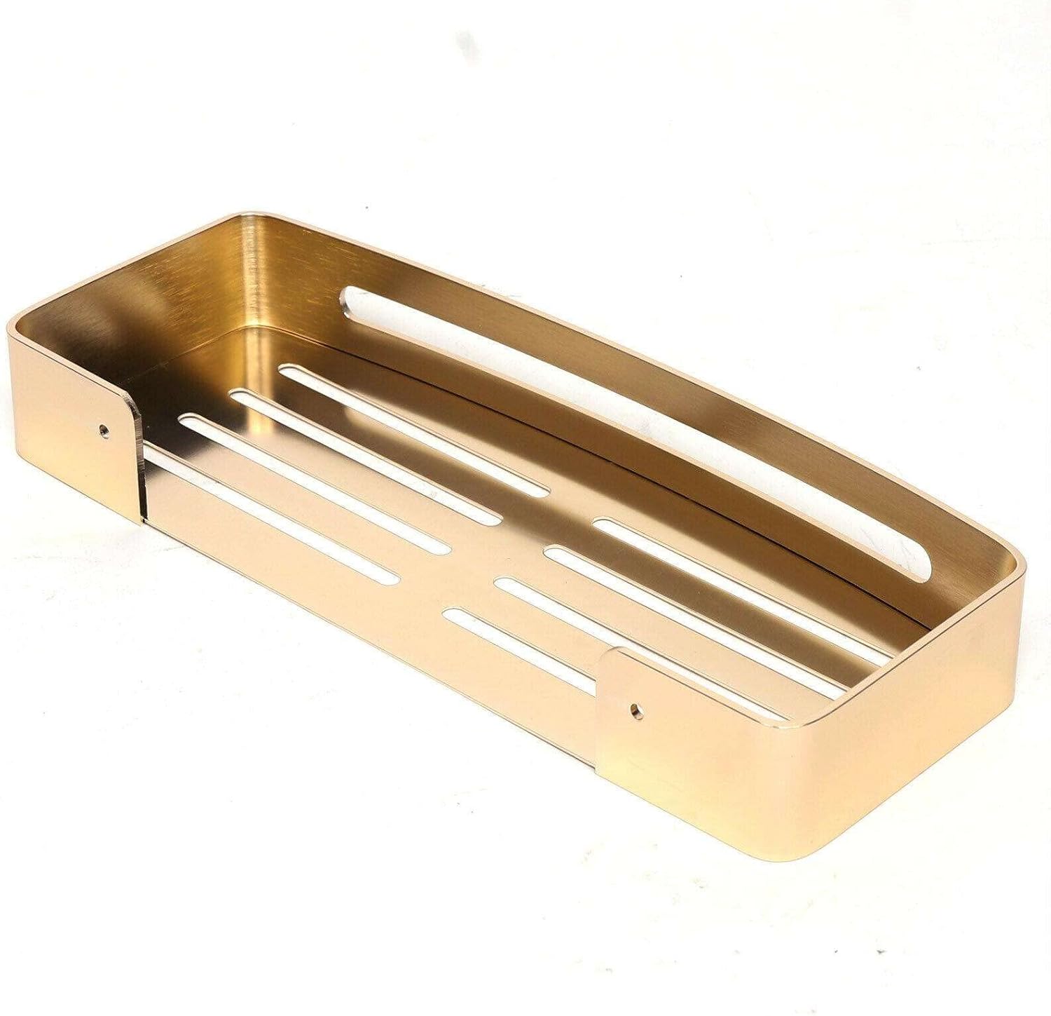 FINANCIALLY LIT Gold Aluminum Single Layer Shower Caddy Storage Shelf - Bathroom Organizer