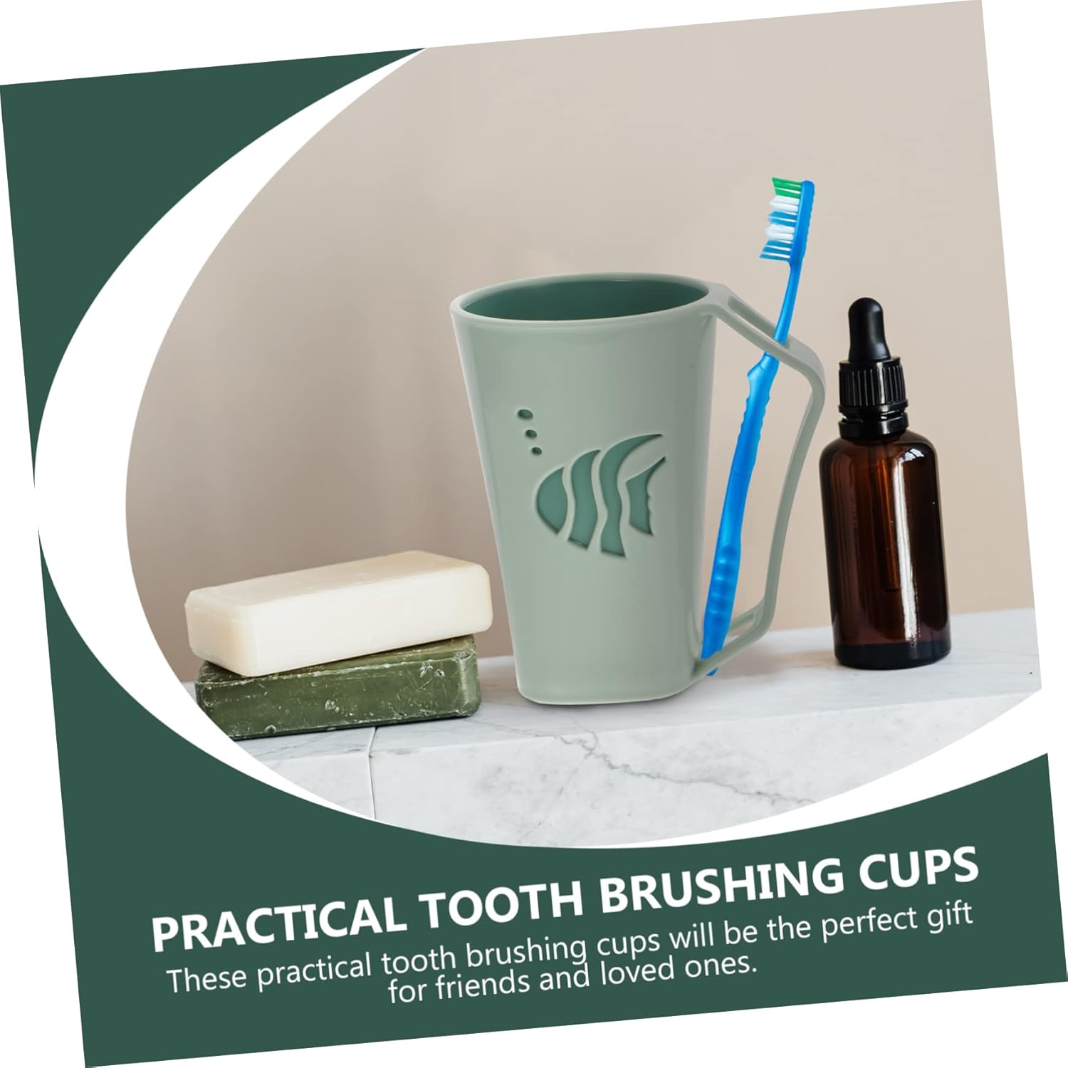 UGH-Free Design ULTECHNOVO 2pcs Wear-Resistant Gargle Cup Toothbrush Holder