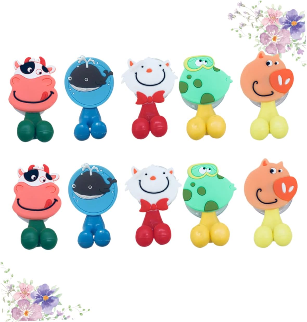 10-Piece Cartoon Character Toothbrush Holder Random Animal Design Easy to Install