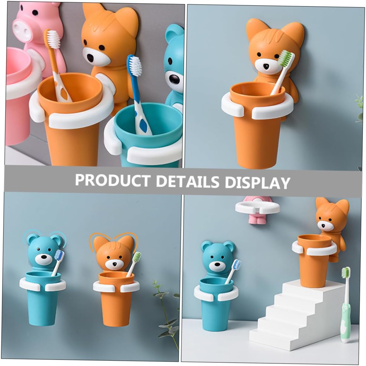 Happyyami Cartoon Wall-Mounted Toothbrush Organizer