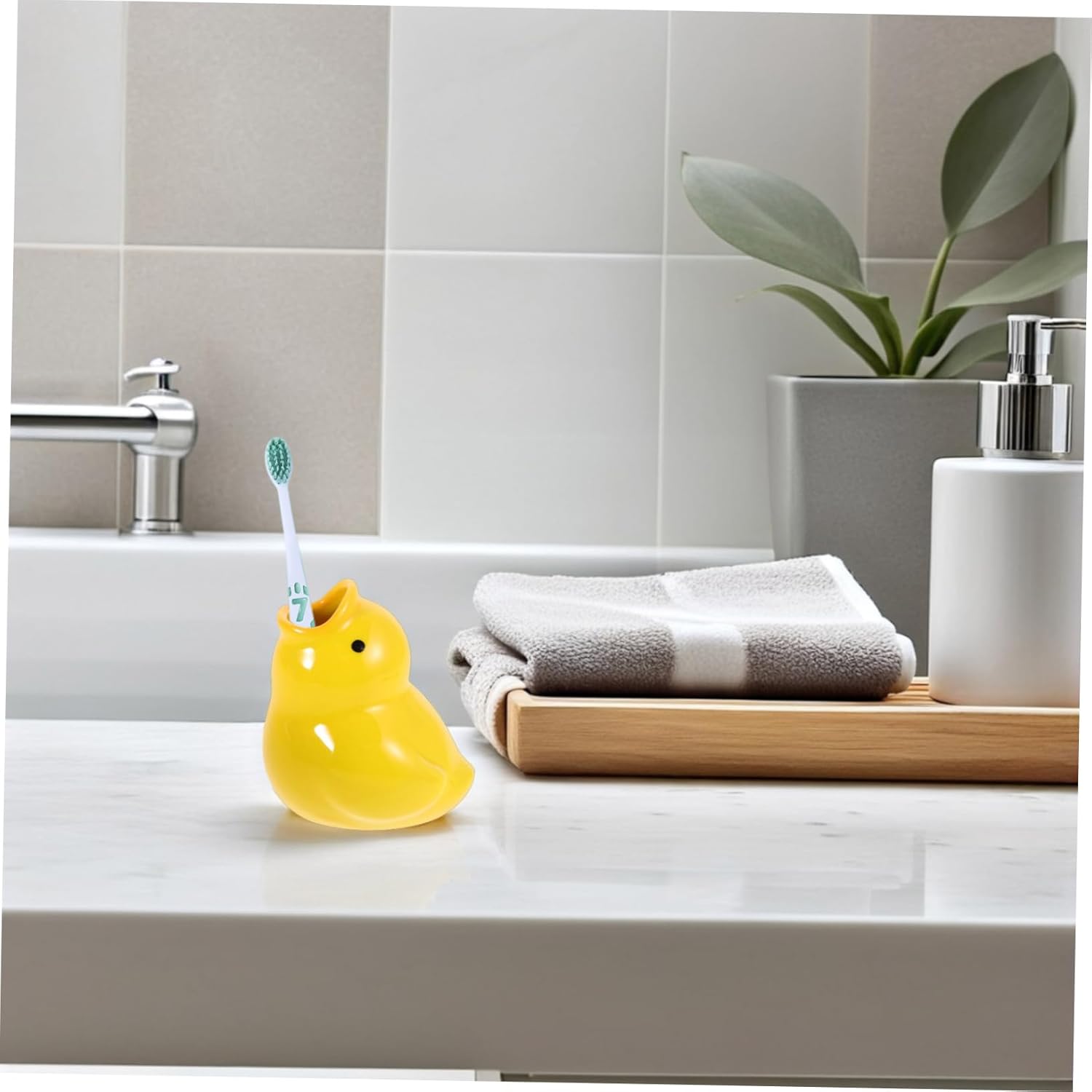 Adorable Cartoon Ceramic Toothbrush Organizer