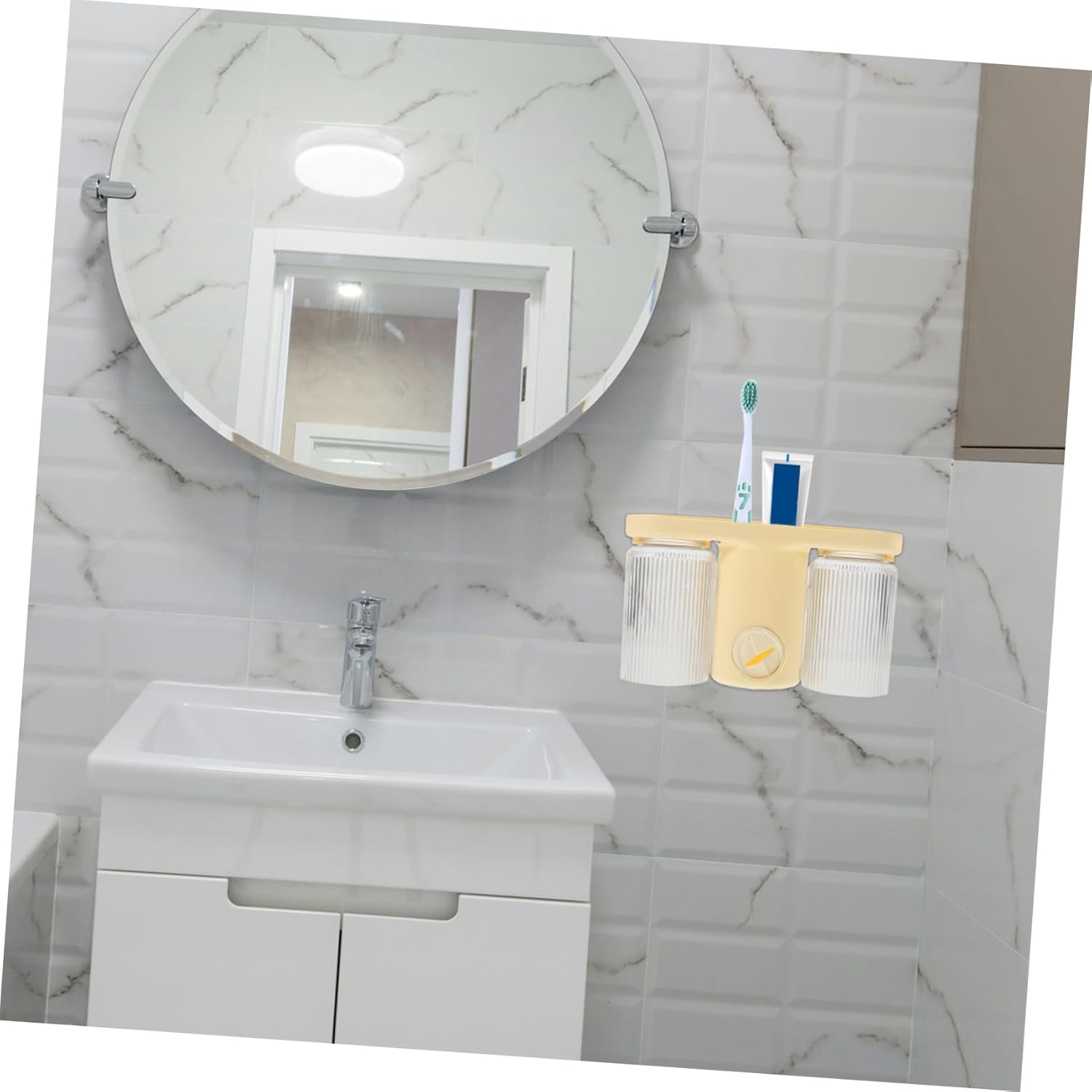 Bathroom Toothbrush Holder Wall Mounted Organizer for Kids and Adults