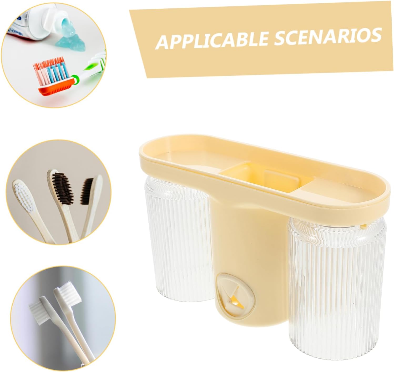 Cabilock Wall Mount Toothbrush Holder Dual Cup No Drill Installation
