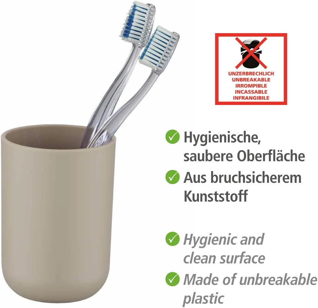 High-Quality Taupe Plastic Toothbrush Tumbler Unbreakable Durable