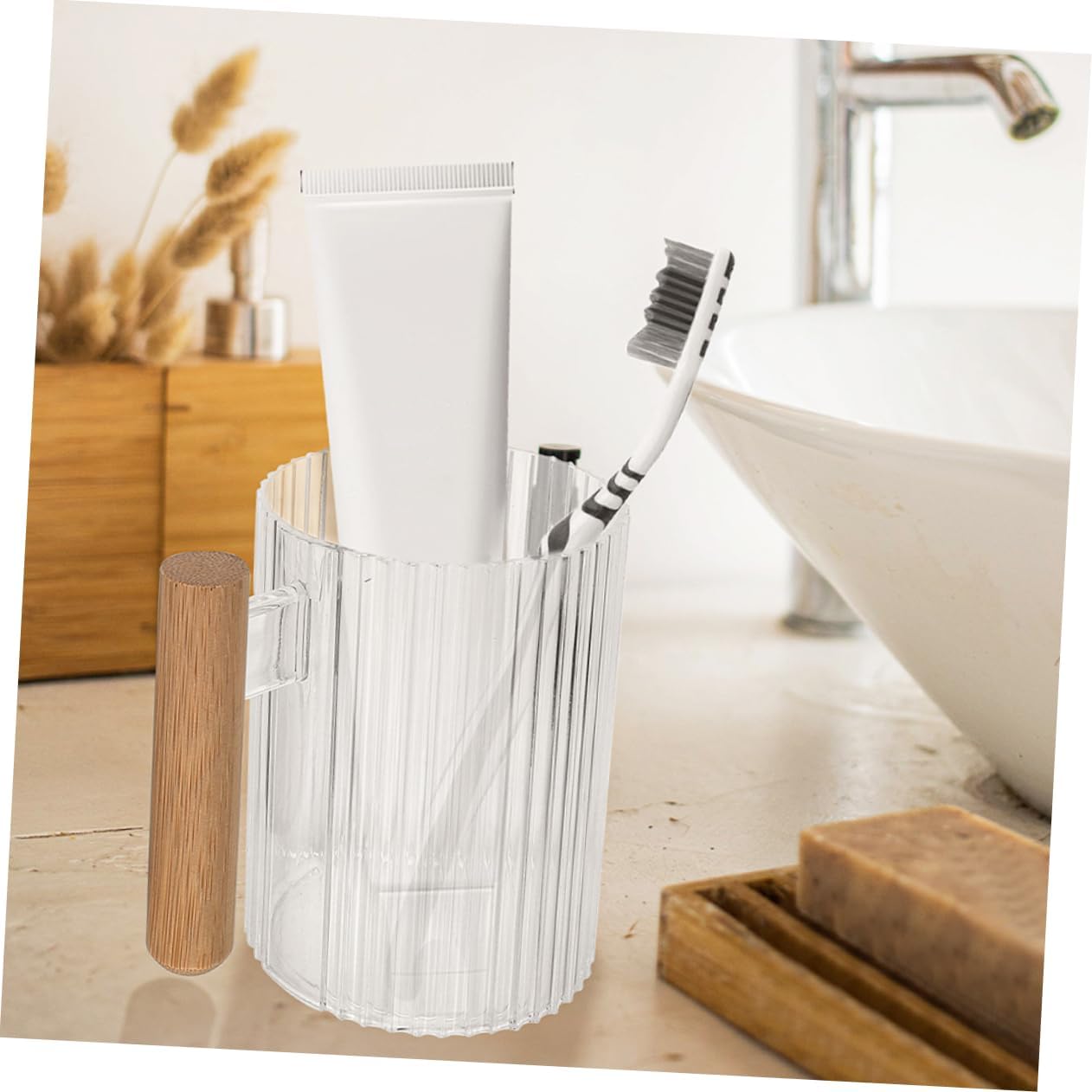 4-Piece Transparent Travel Tumbler Toothbrush Holder