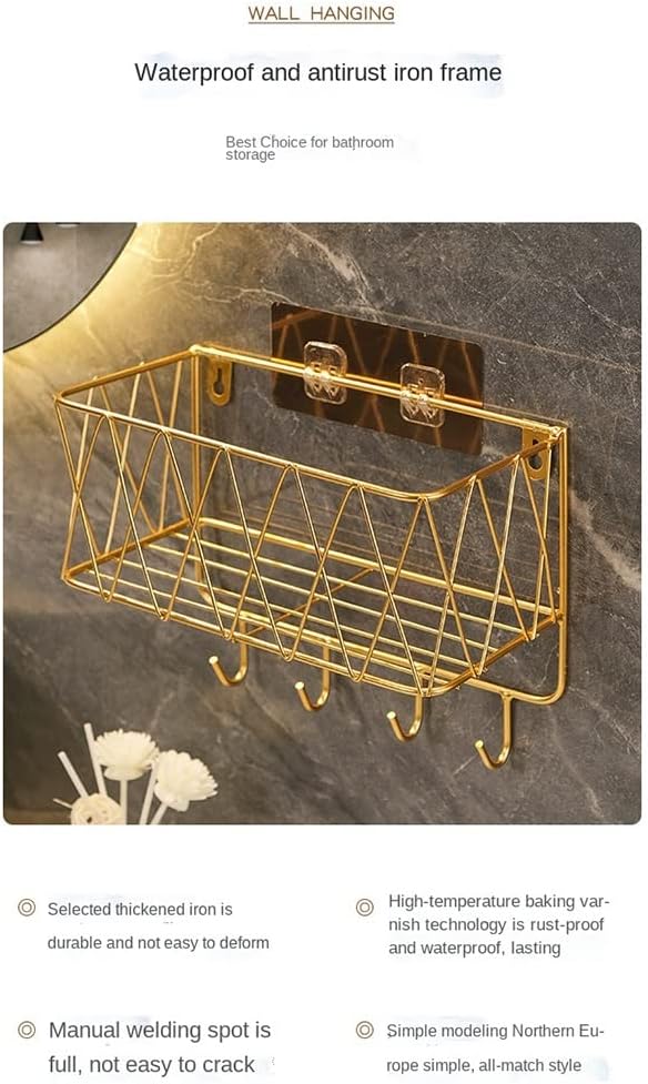 Stylish Black No-Drill Shower Caddy for Bathroom Organization