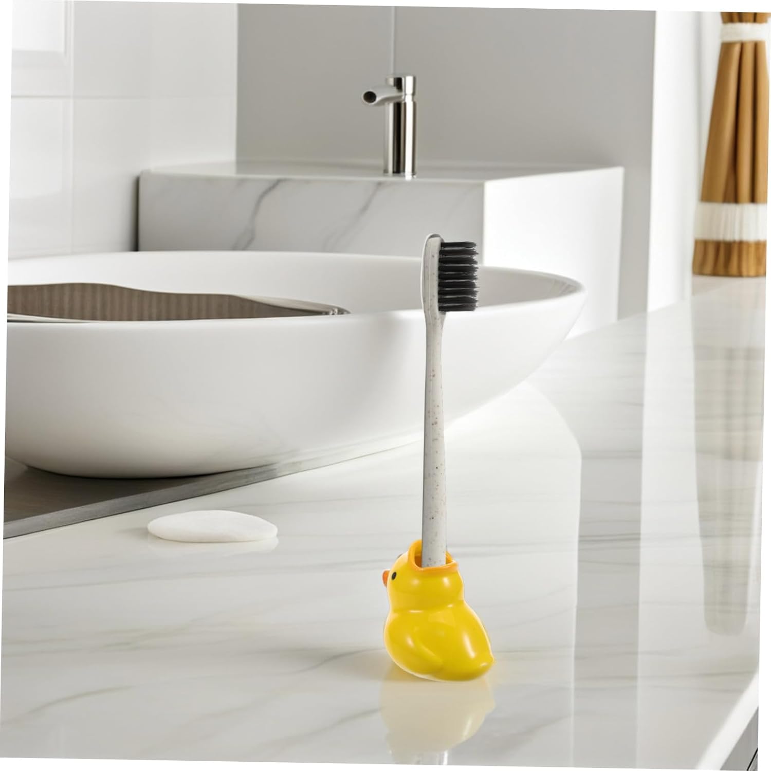 Cute Cartoon Toothbrush Holder for Boys and Girls Compact Ceramic Bathroom Organizer