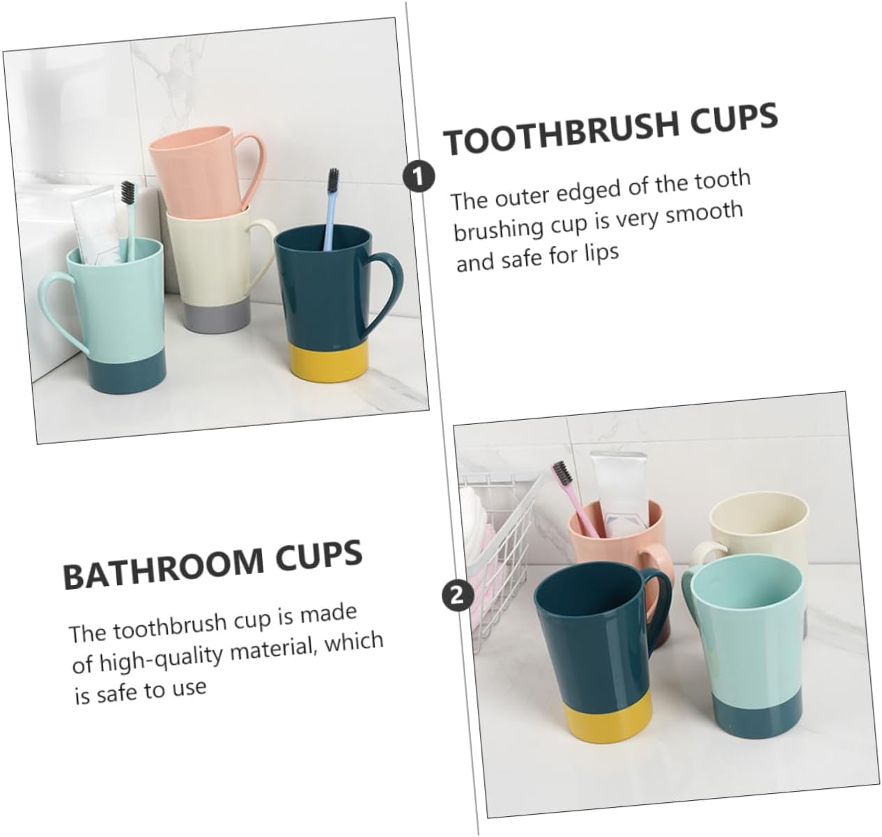 WESIEVYA 4pcs Bathroom Mug Toothbrush Holder