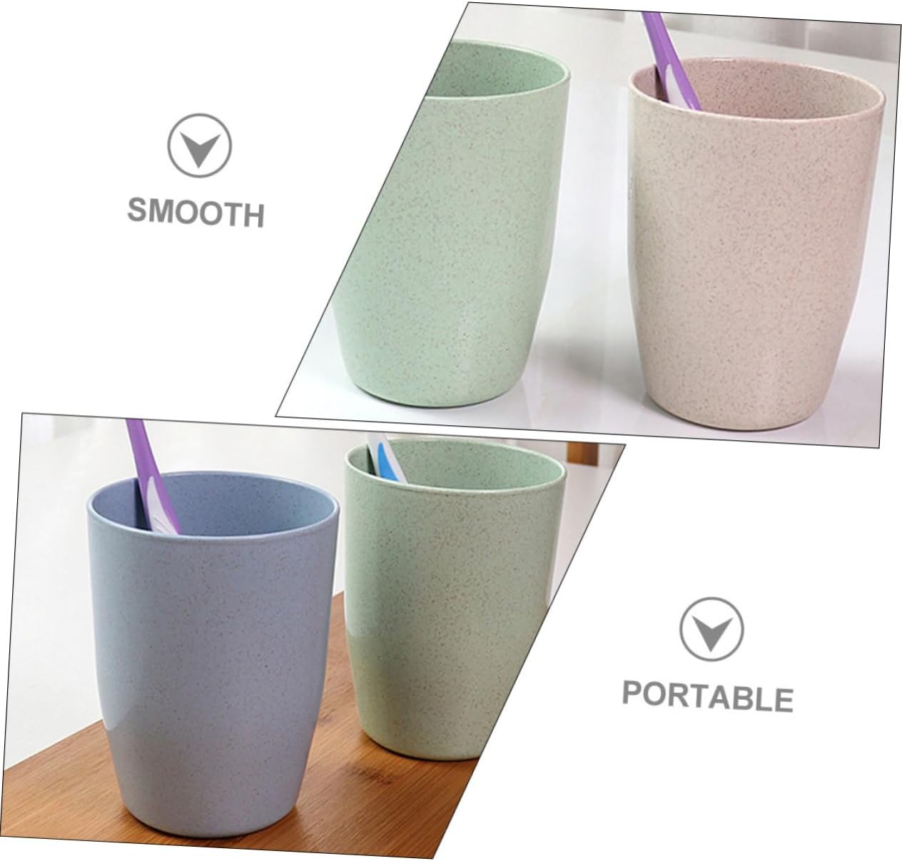 Ciieeo 4-Piece Wheat Straw Cup Toothbrush Holder Set for Travel BATH