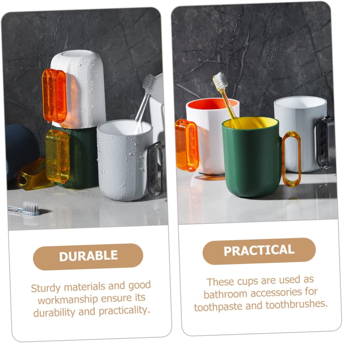 Happyyami 4pcs Chic Bathroom Cups for Home and Travel