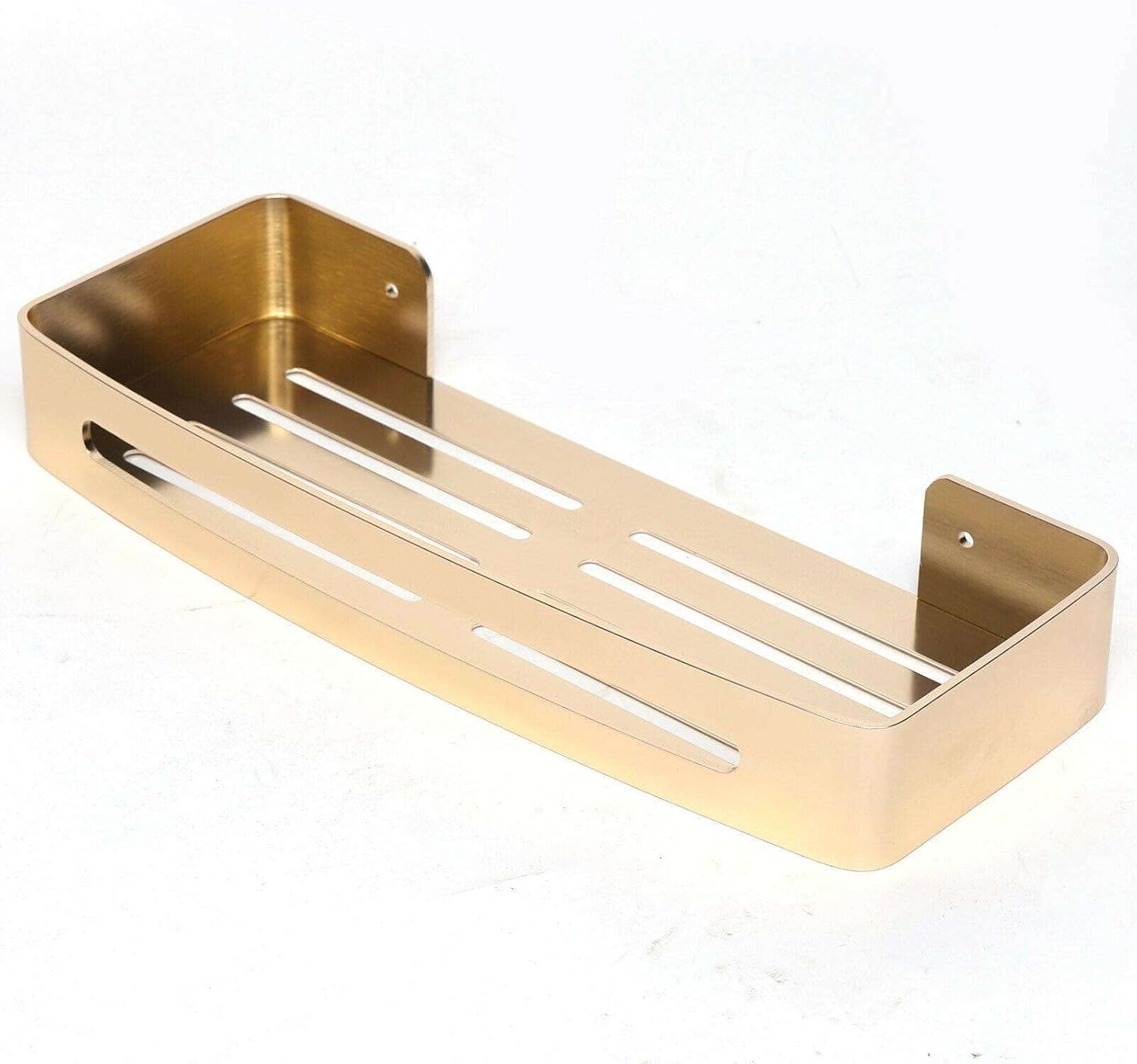 FINANCIALLY LIT Gold Aluminum Single Layer Shower Caddy Storage Shelf - Bathroom Organizer