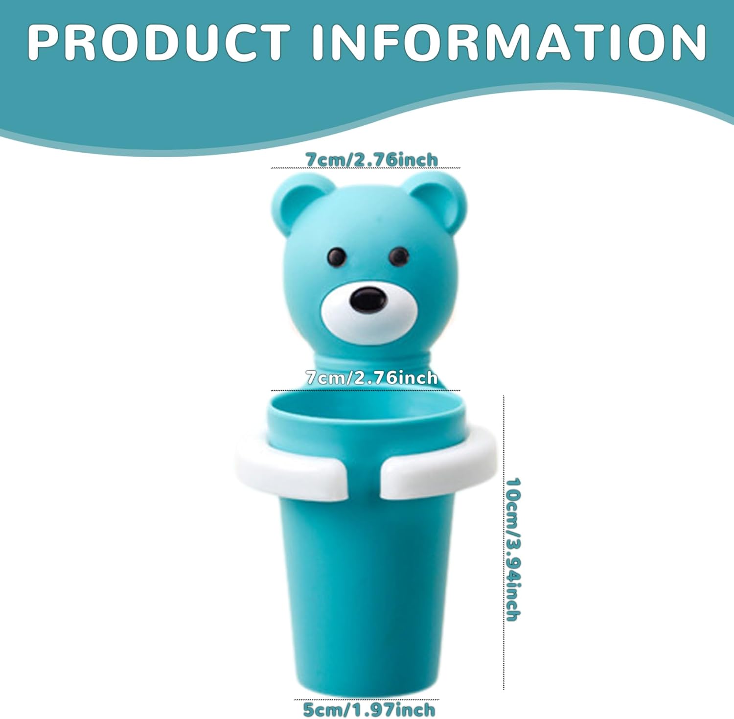 Cute Kids Toothbrush Holder with Cup Set Bear Shaped Wall Mounted