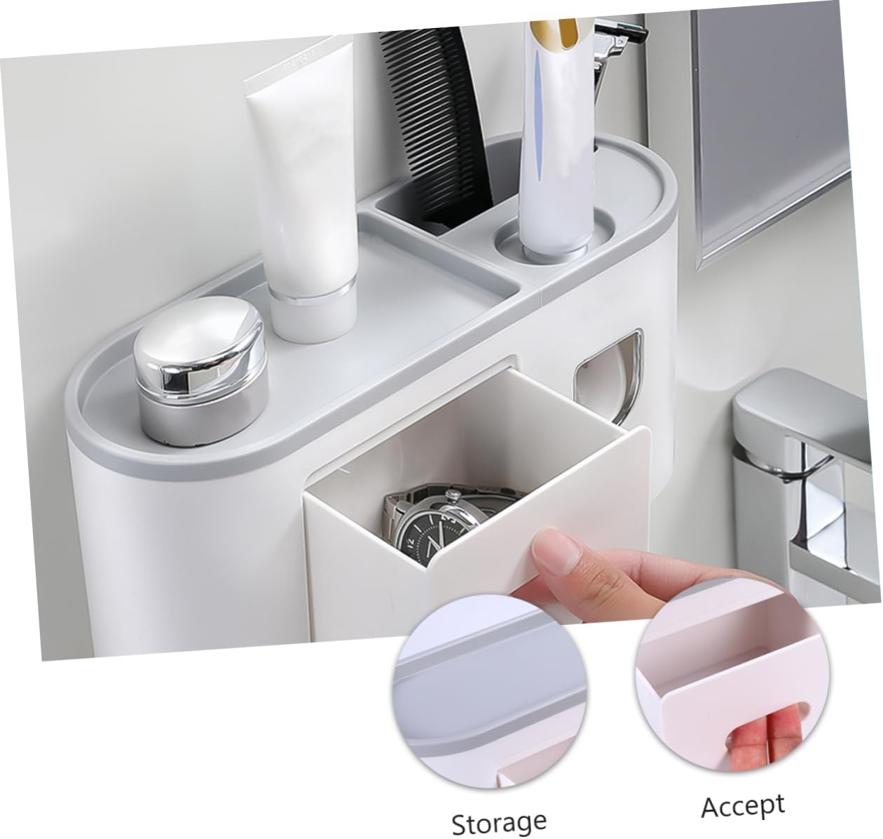 Hemobllo WallMounted Toothbrush Toothpaste Organizer