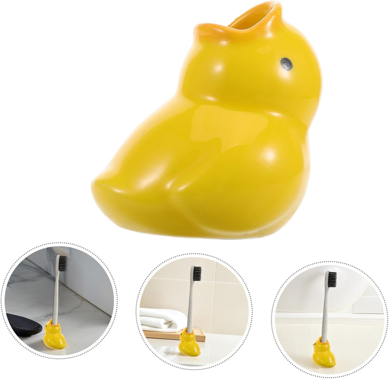 Cute Cartoon Toothbrush Holder for Boys and Girls Compact Ceramic Bathroom Organizer