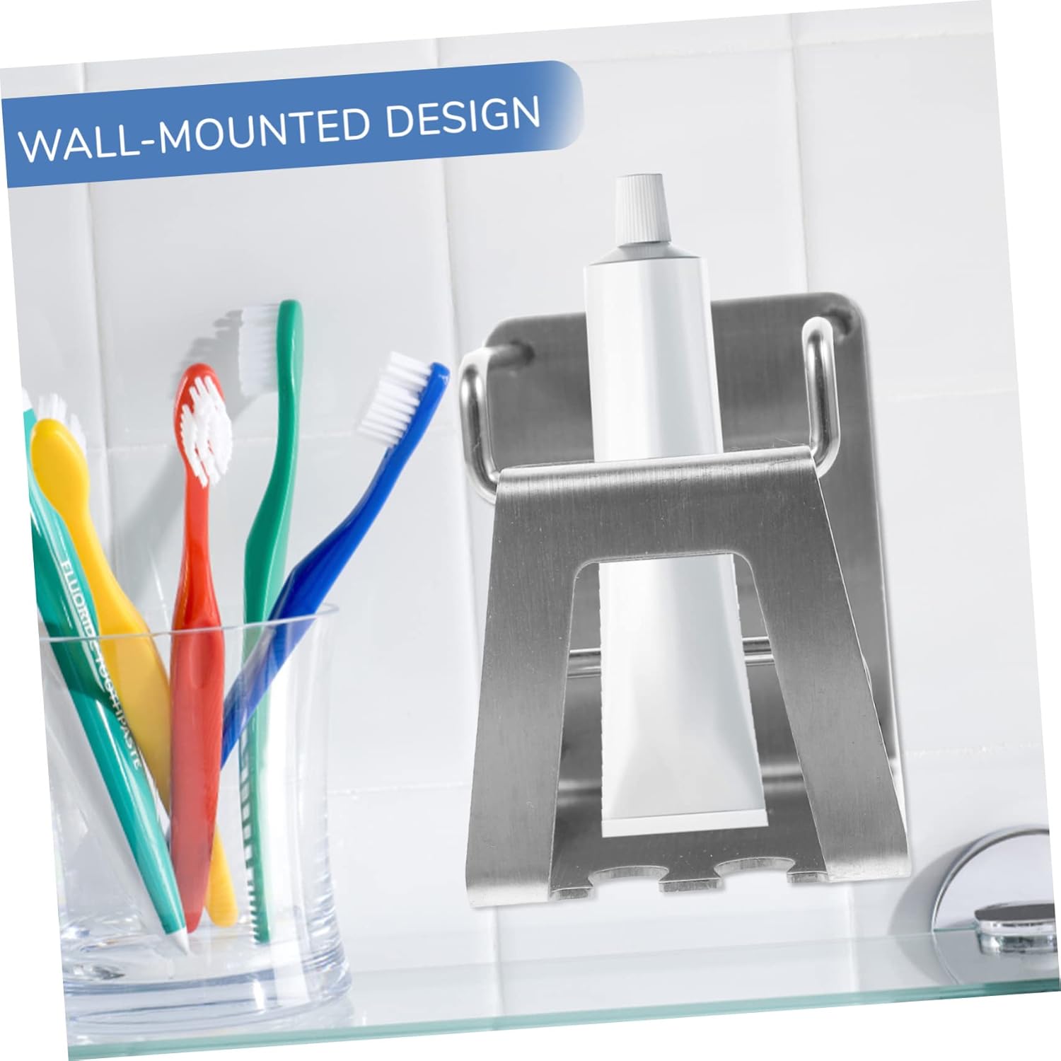 Stainless Steel Wall-Mounted Toothbrush and Cup Holder