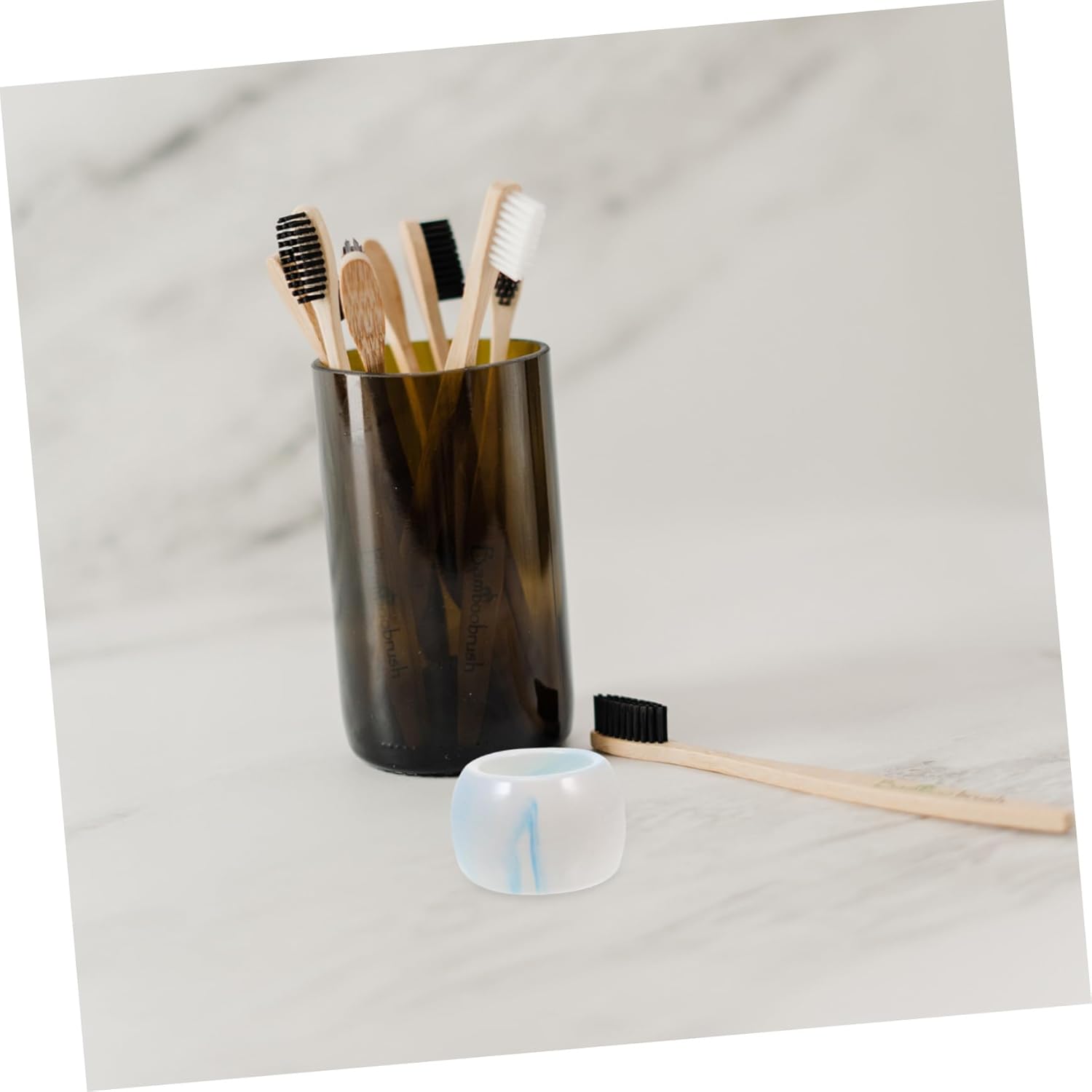 DECHOUS 3Pcs Ceramic Toothbrush Holder with Marble Pattern 1