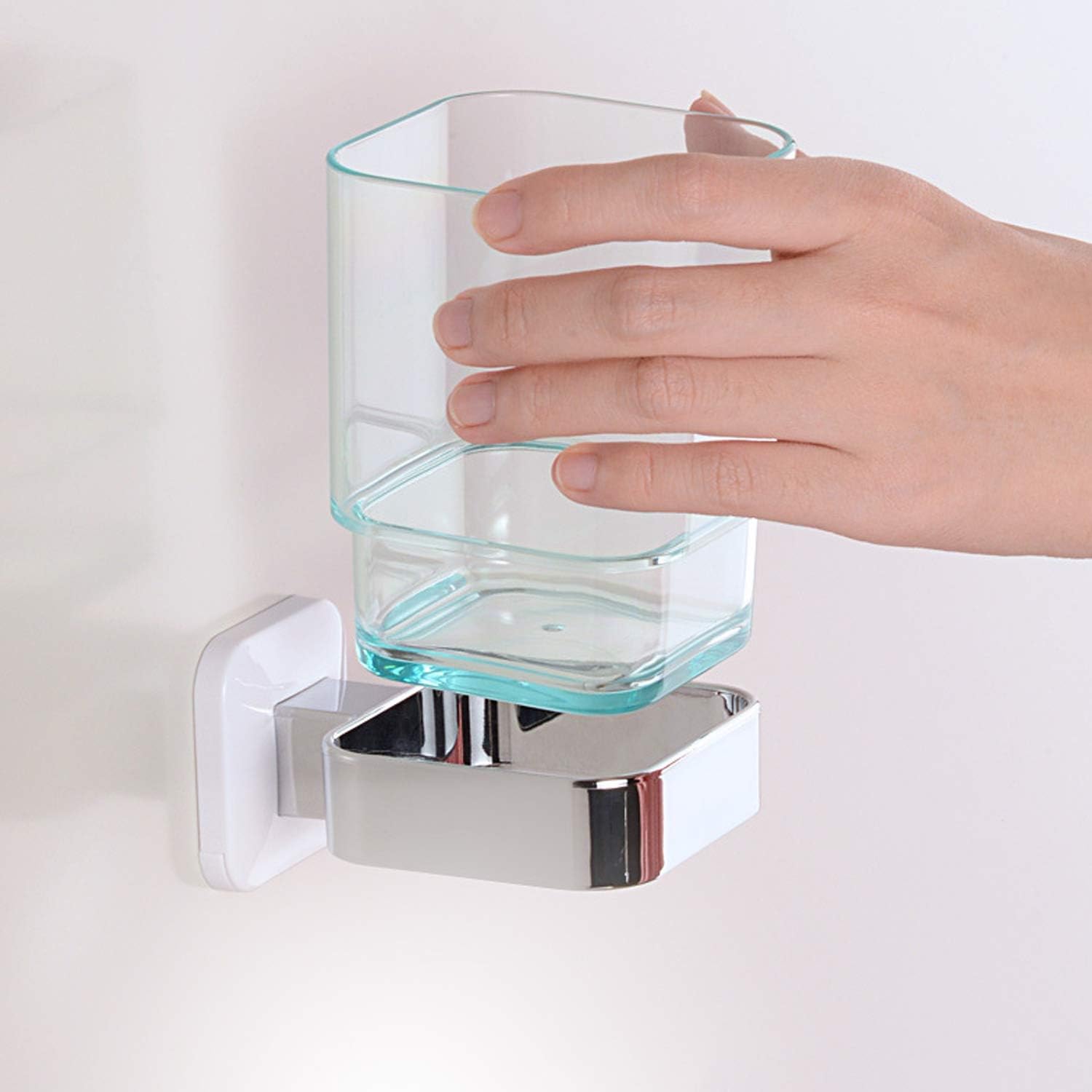 Wall-Mounted Toothbrush Holder Toothpaste Organizer BlueChrome