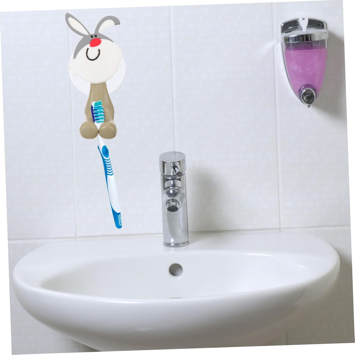 Ciieeo Cute Rabbit Toothbrush Holder Suction Cup Rack for Kids