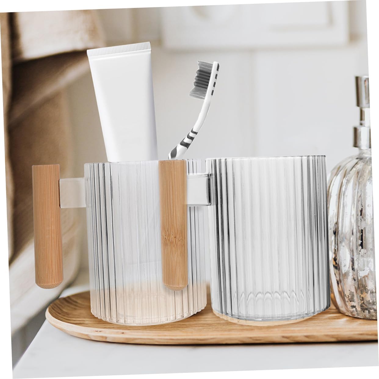 4-Piece Transparent Travel Tumbler Toothbrush Holder