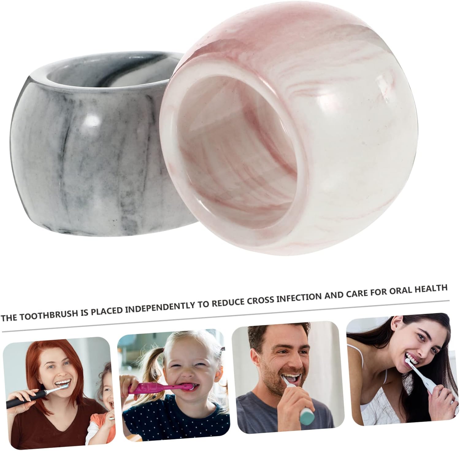 Stylish Marble Pattern 2-Piece Electric Toothbrush Holder