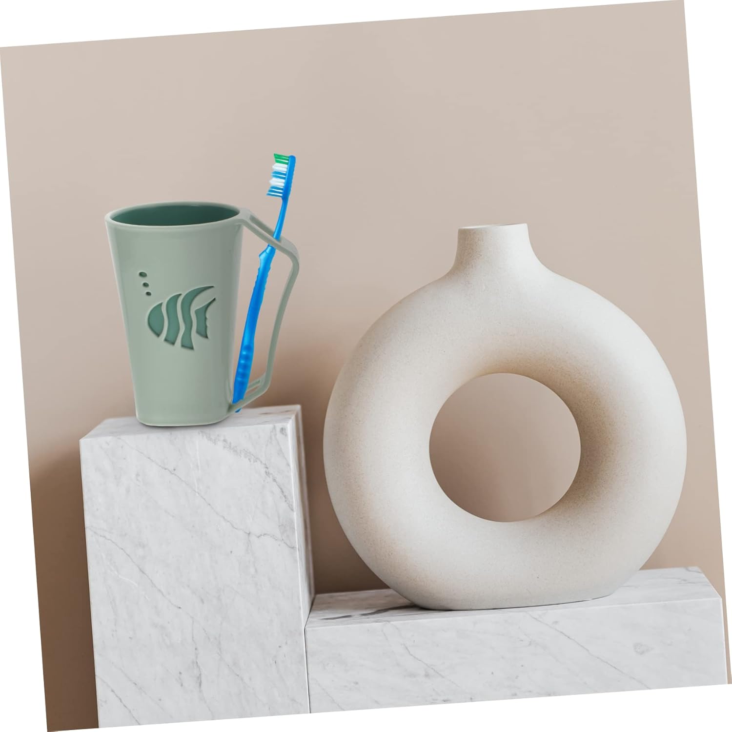 Two-Piece BAZEITFLOW Toothbrush Holder PE Material Strong Practical Bathroom Organizer