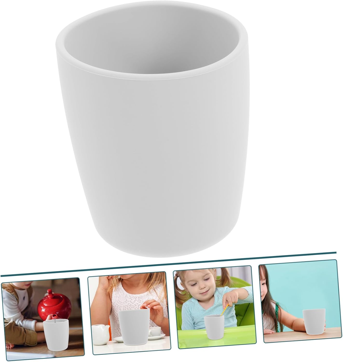 4-Piece Silicone Drop-Open Mouth Cup Set for Boys and Girls