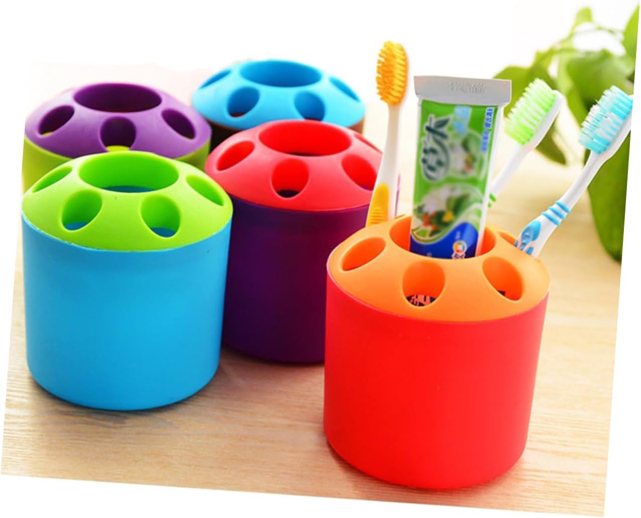 STOBAZA - Large Toothbrush Holder with Toothpaste Storage - Easy Bathroom Organizer