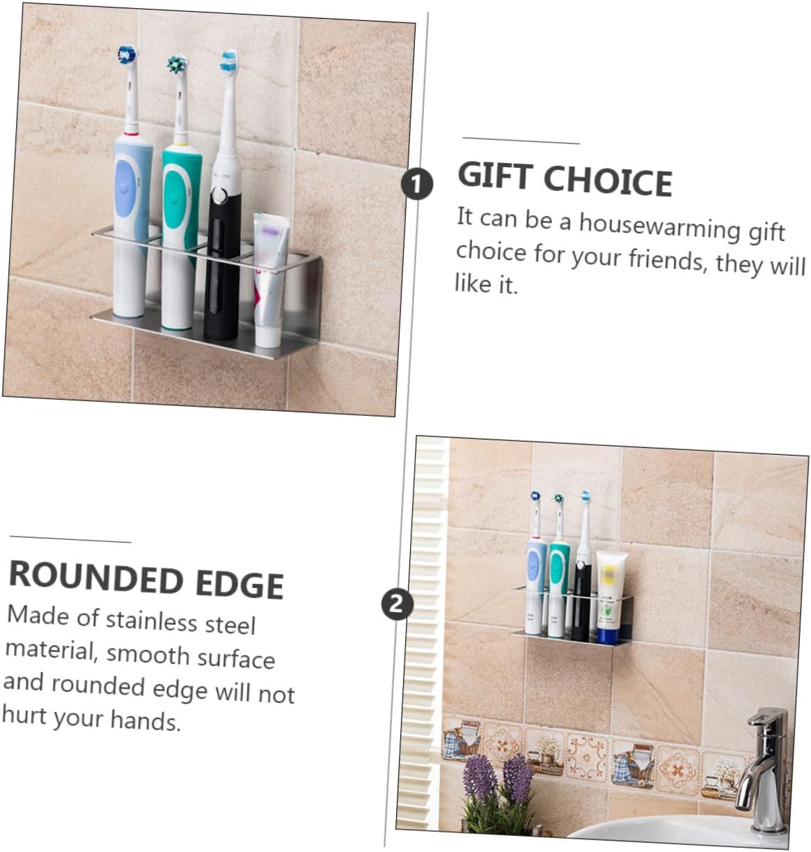 Stainless Steel Toothbrush Holder with Slots for US Market