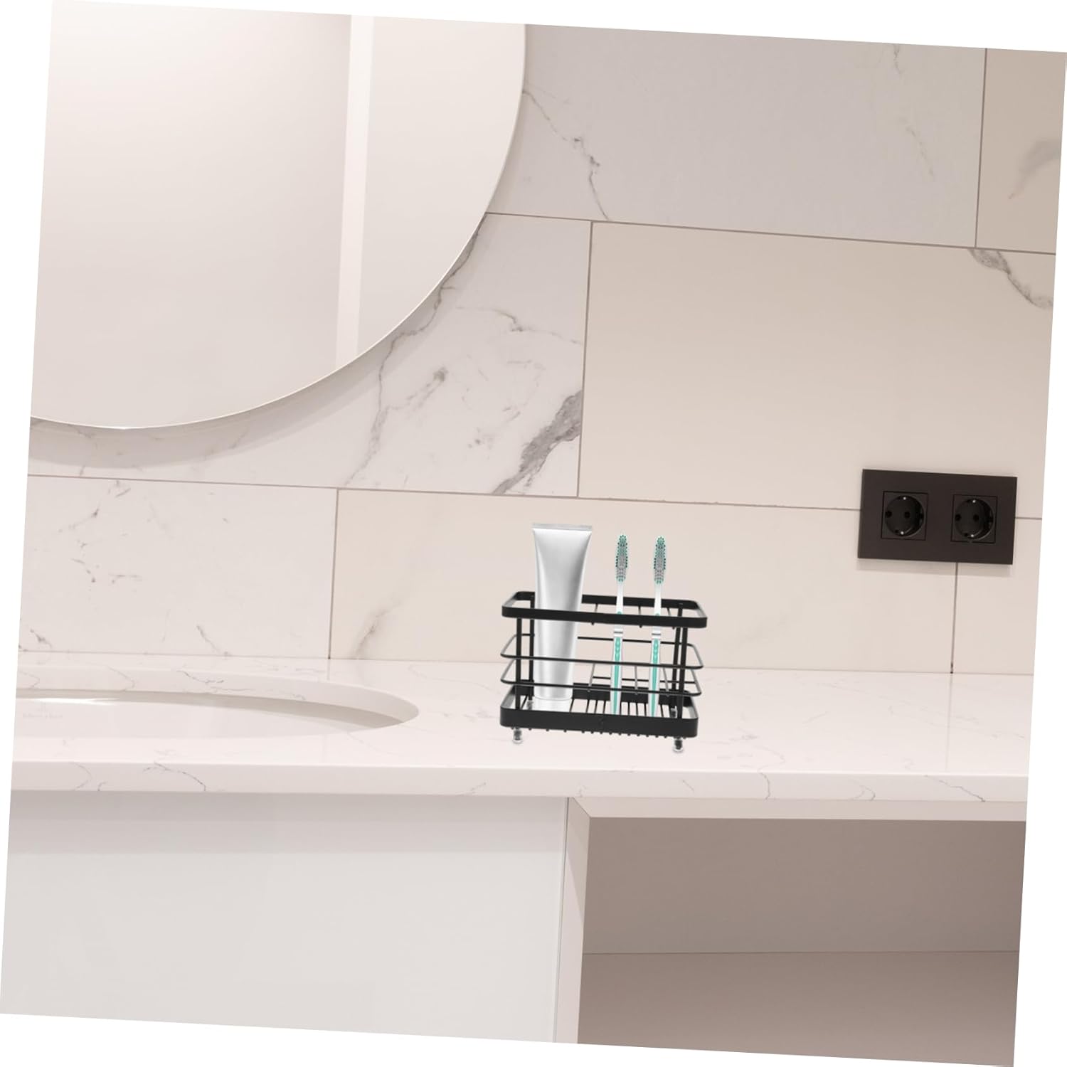 Unomor Toothbrush Drain Rack Metal Functional Tidy Shower Holder