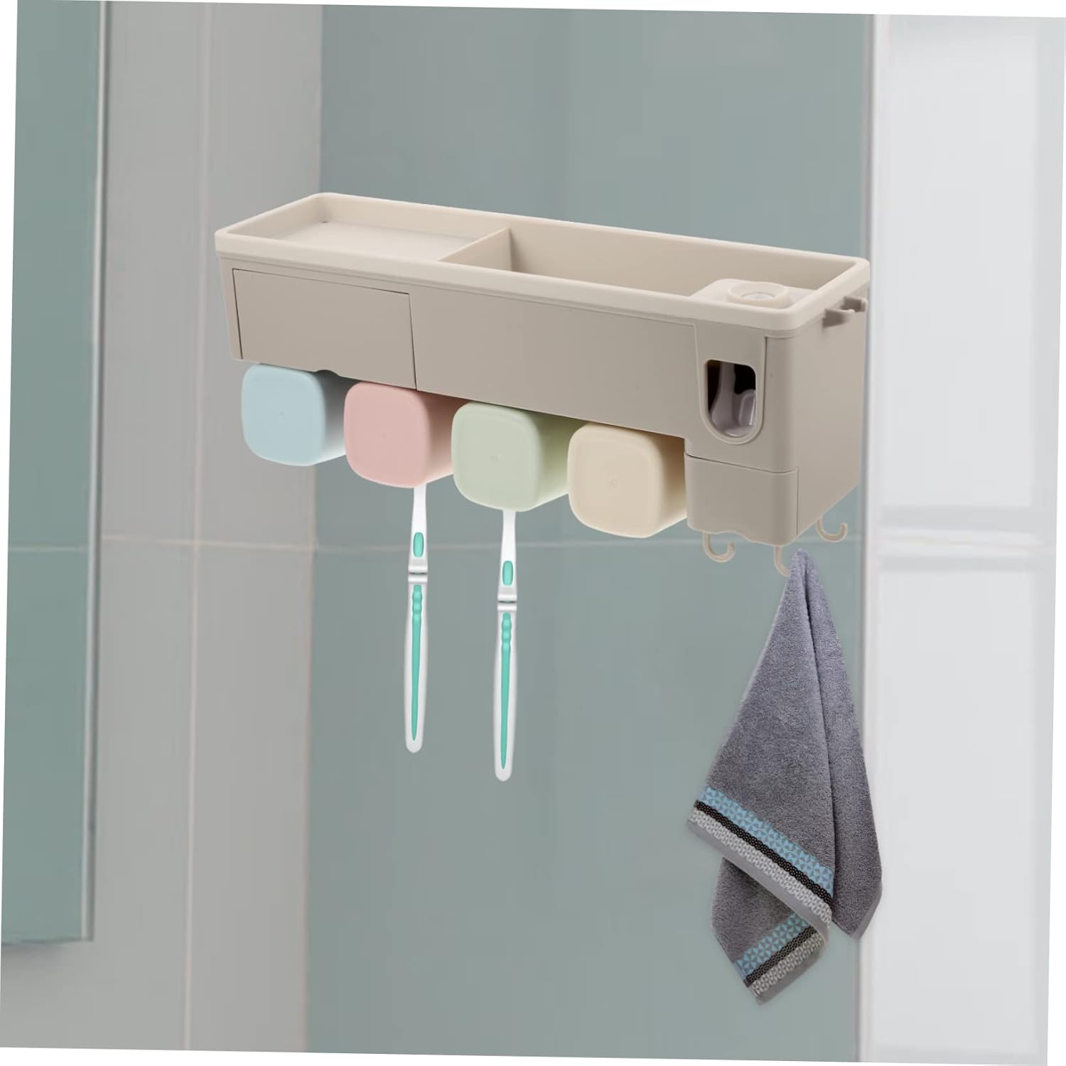 Elegant Wall-Mounted Toothbrush Holder with Automatic Dispenser