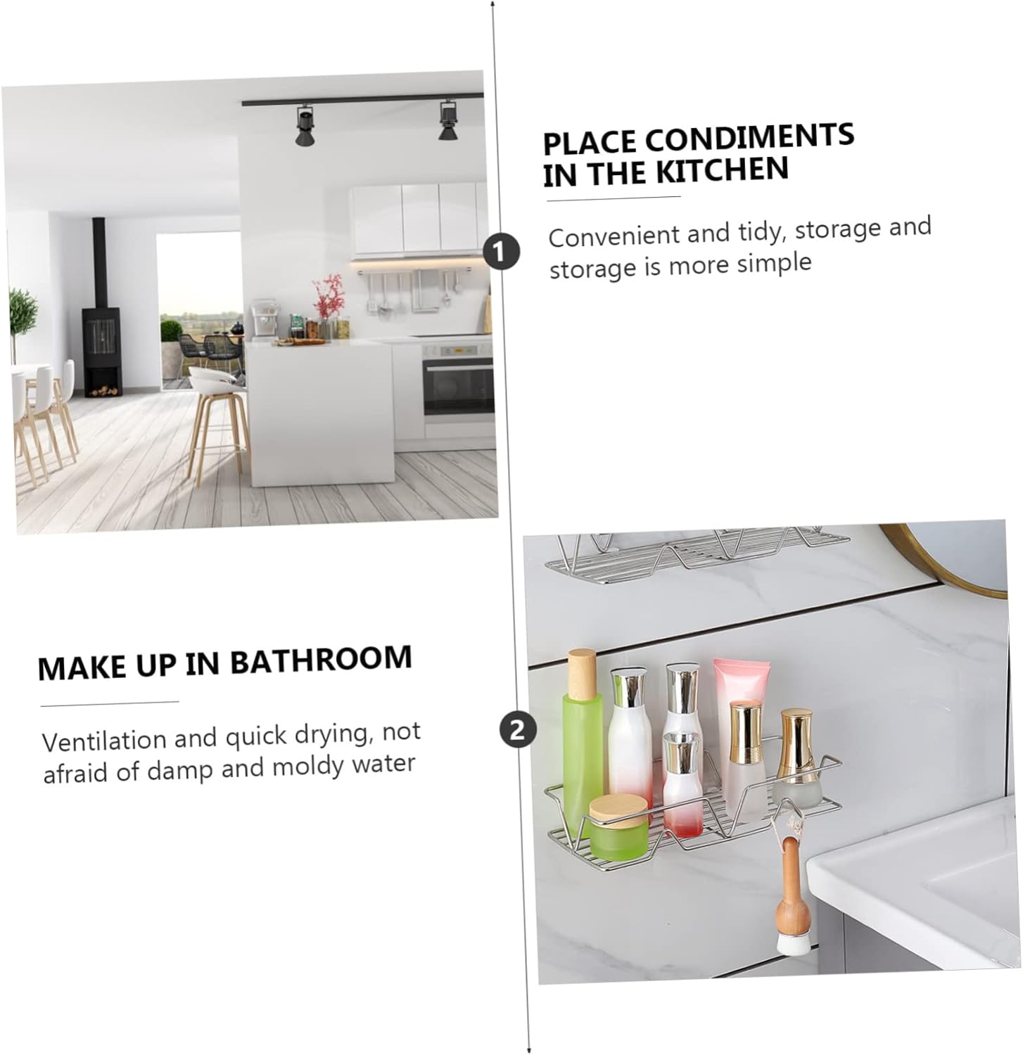Bathroom Corner Shelf Wall-Mounted Organizer w Stainless Steel Plastic
